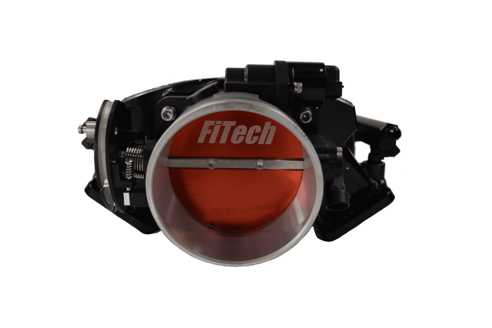 FiTech throttle body with orange interior.