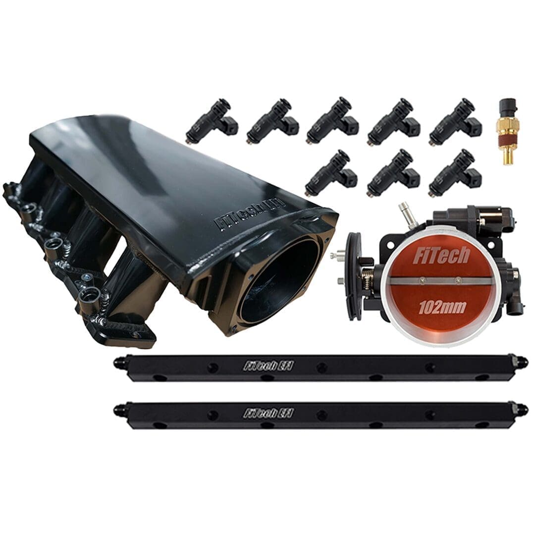 Car intake manifold kit with components.