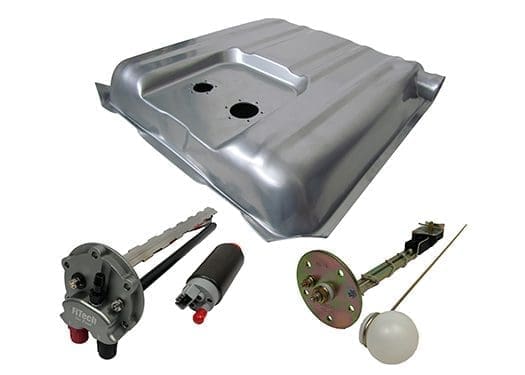 Fuel tank and associated automotive parts displayed.