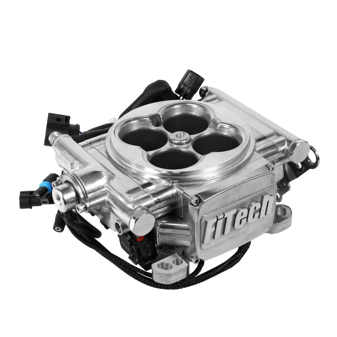 FiTech fuel injection system on white background.