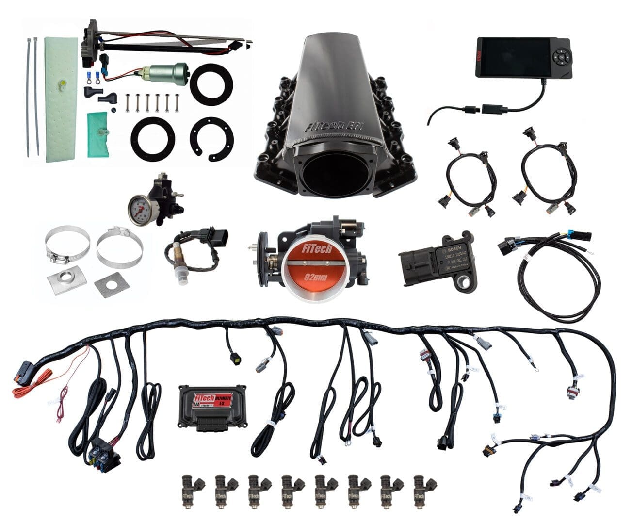 Ultimate LS 500 HP EFI System With Short Cathedral Intake, In Tank 440 LPH Pump Module & Go Fuel Regulator Master Kit