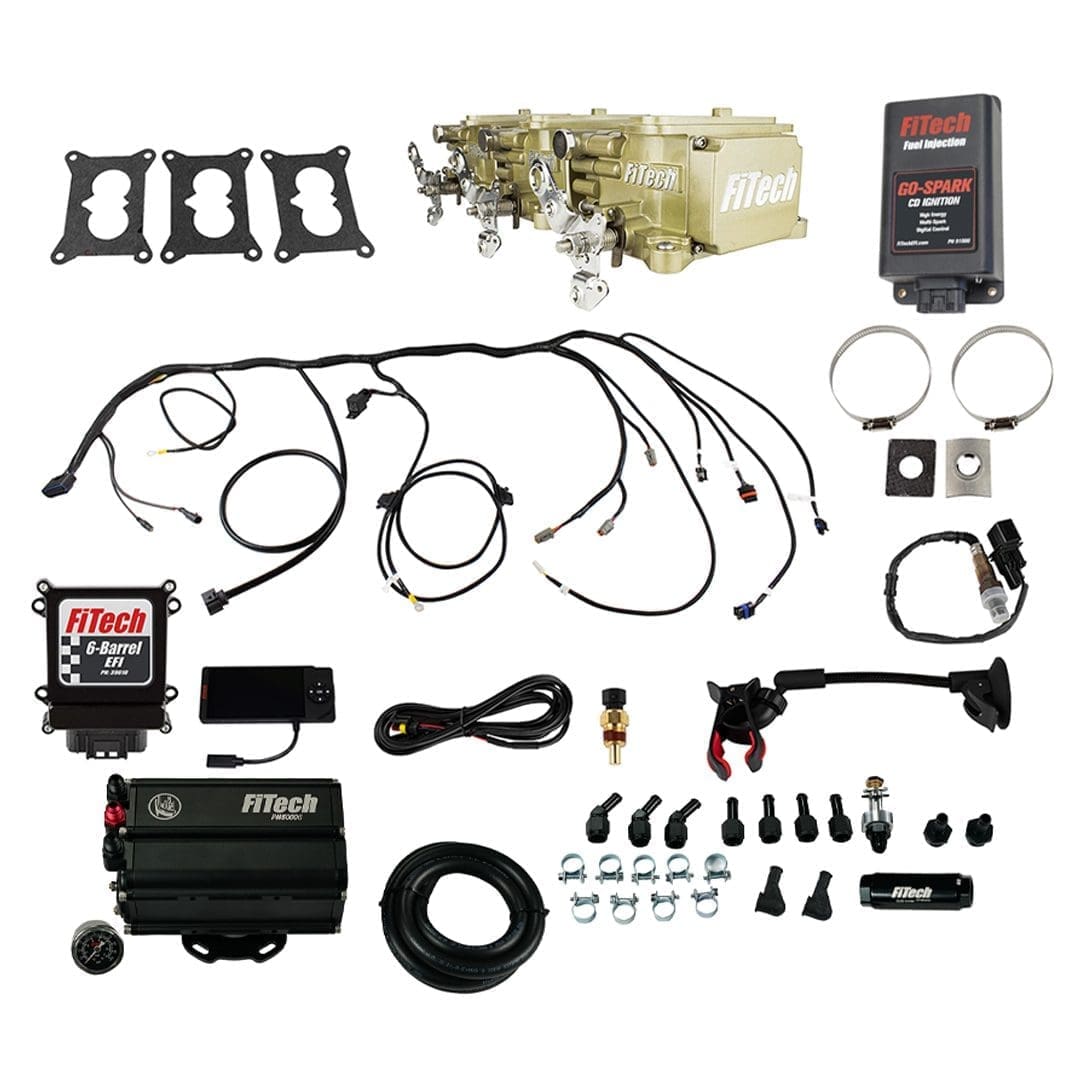 <span style="color:#ED3237;">93550</span><br> Go EFI 3x2 Tri Power 600 HP Classic Gold EFI System With Force Fuel Mini Delivery Master Kit & Go Spark CDI Box