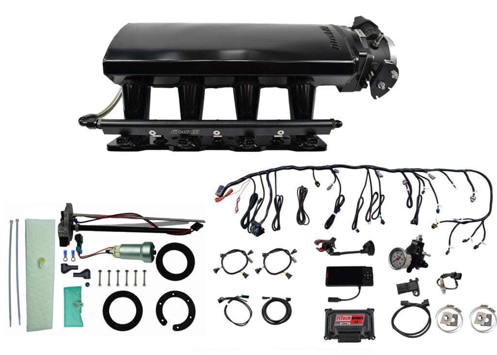 Ultimate LS 500 HP EFI System With Long Runner Cathedral Intake, In Tank 440 LPH Pump Module & Go Fuel Regulator Master Kit