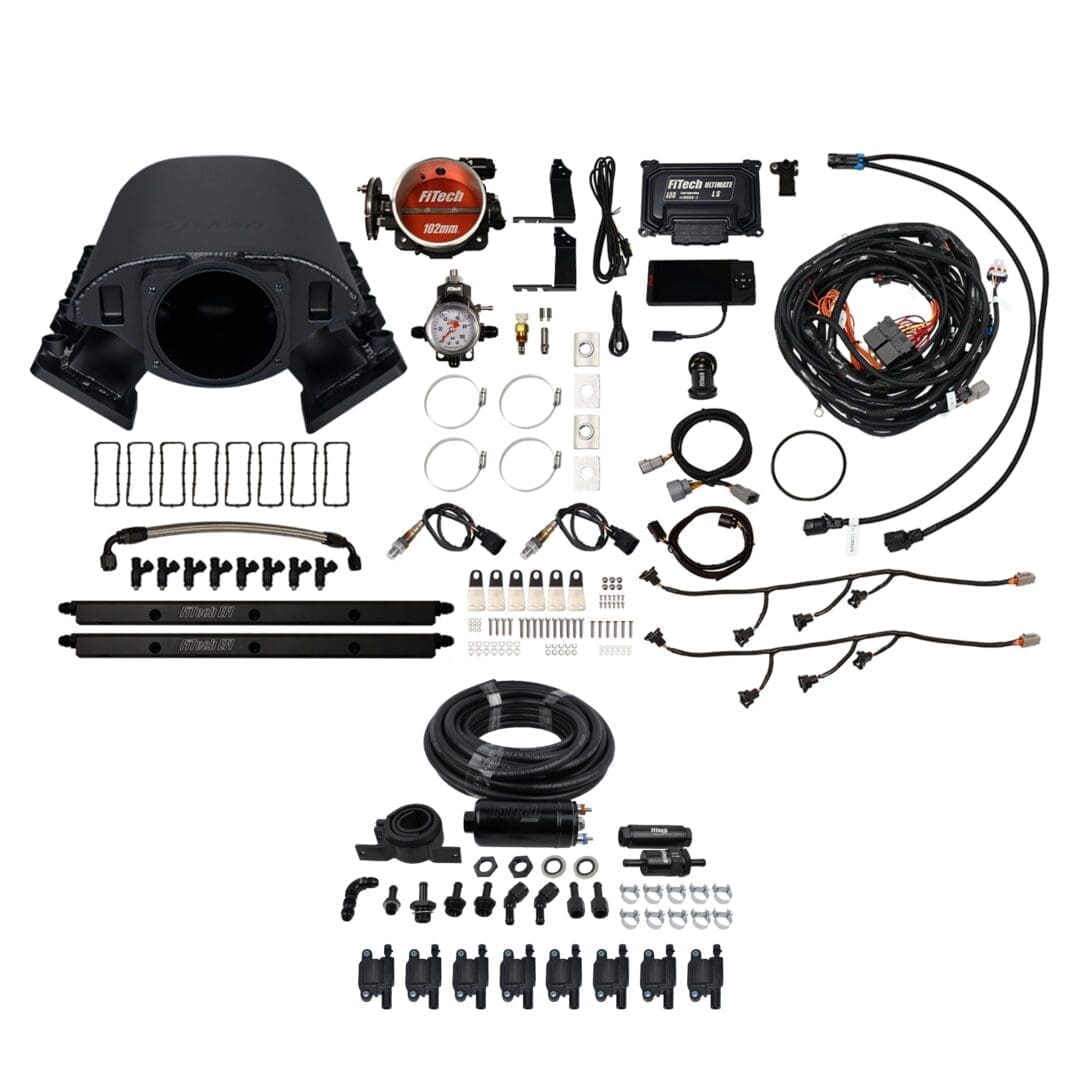 <span style="color:#ED3237;">78191</span><br>Ultimate Rebel LS 750 HP EFI System With Short Cathedral Intake, Transmission Control, Inline Hose Kit & LS3 Coil Pack Set