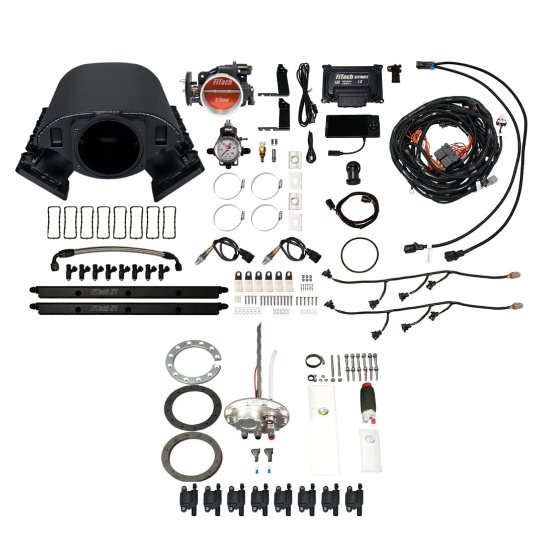 <span style="color:#ED3237;">78888</span><br>Ultimate Rebel LS 500 HP EFI System With Short Cathedral Intake, Go Fuel In-Tank 340 LPH Fuel Pump Returnless Module With 2 Inch Fill & Go Spark LS3 Style Coil 8 Pack Master Kit