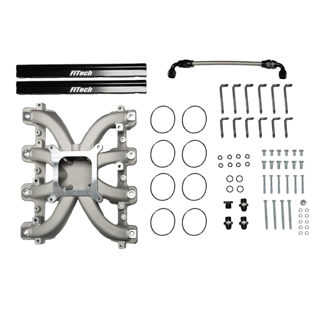 Car engine manifold and accessories kit.