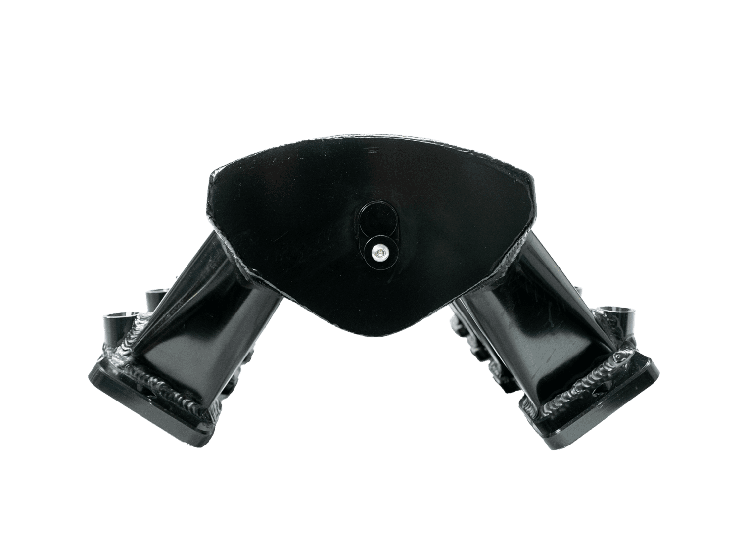 Black mechanical part on black background.