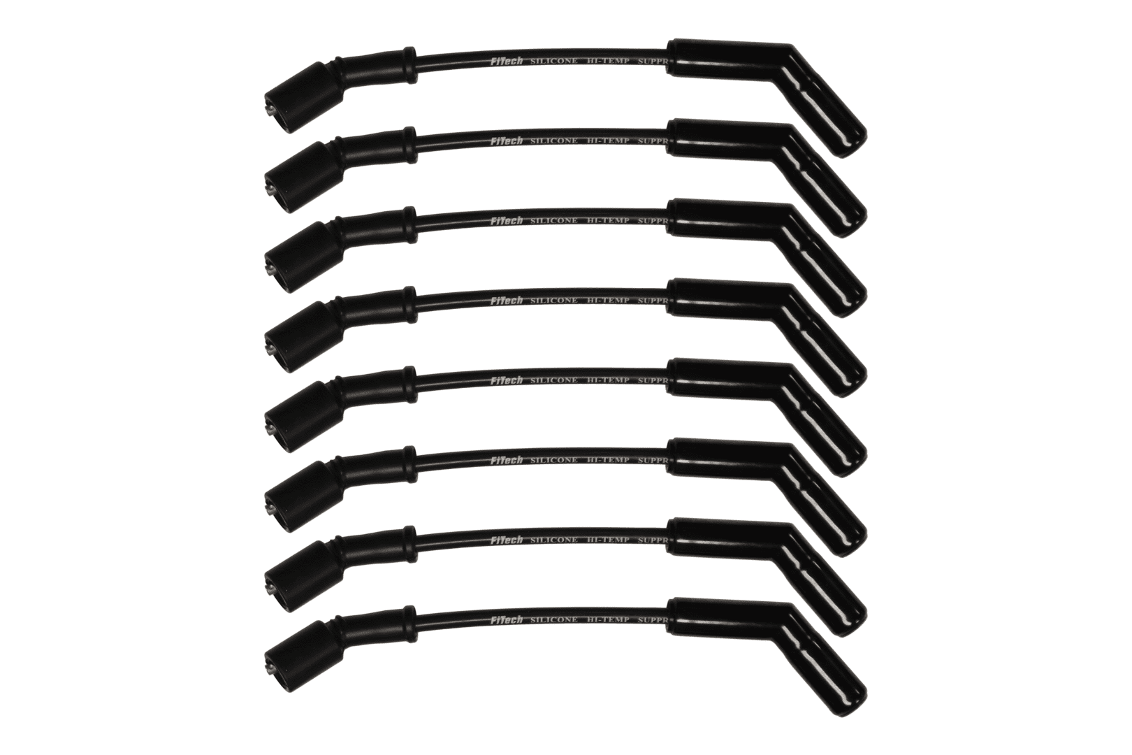 Eight black ignition wires arranged horizontally.