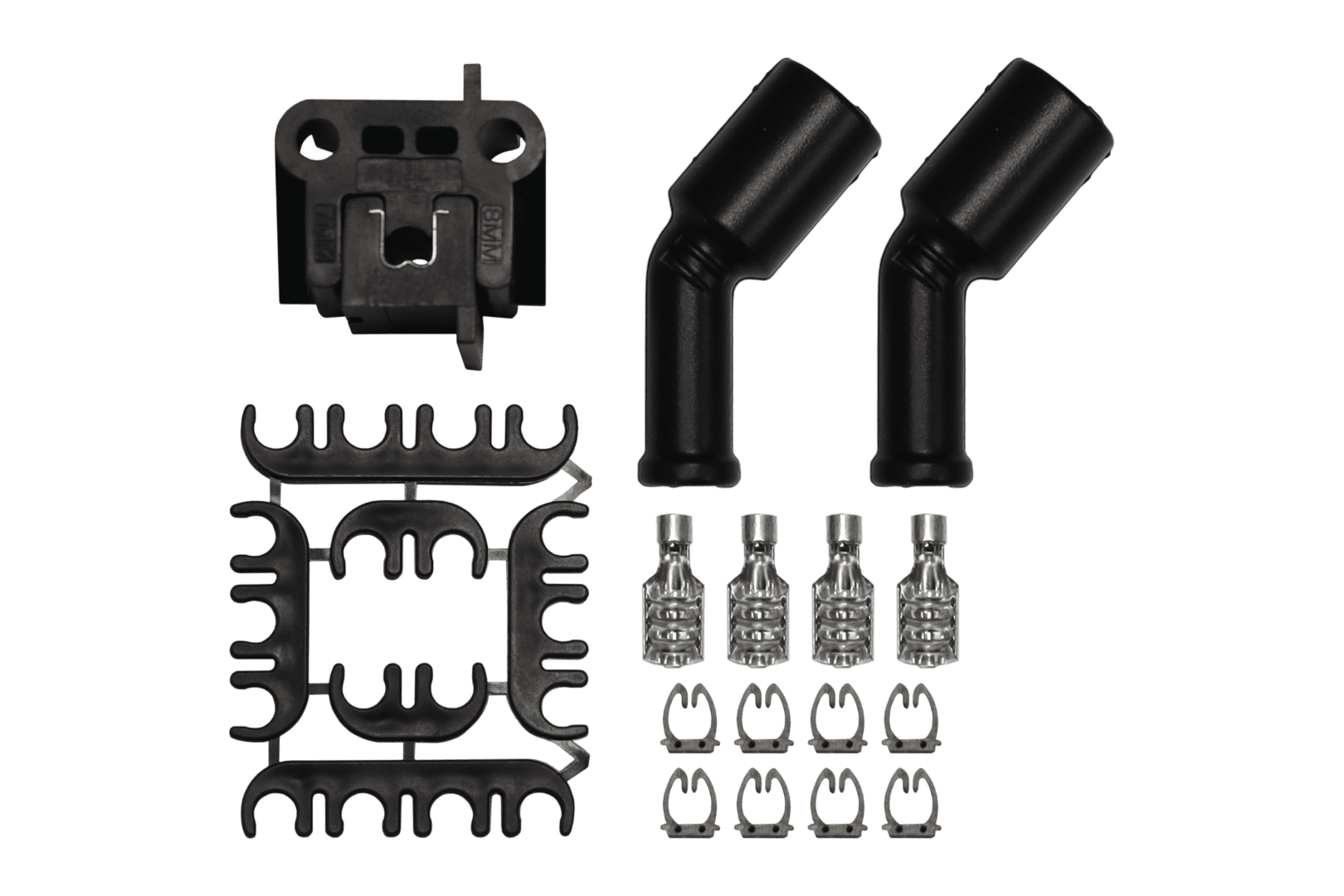 Assorted automotive electrical connectors and components.