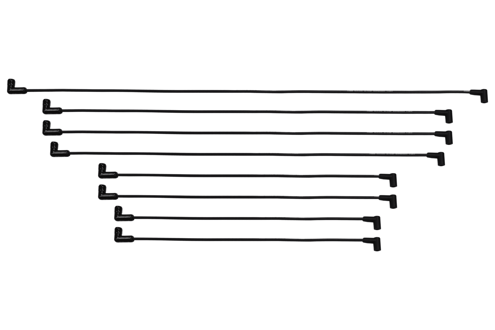 Nine black L-shaped hooks in different lengths.