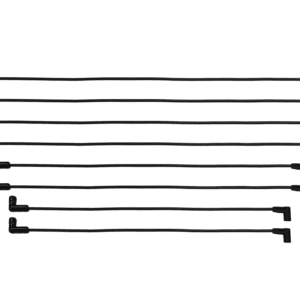 Nine black L-shaped cables aligned horizontally.