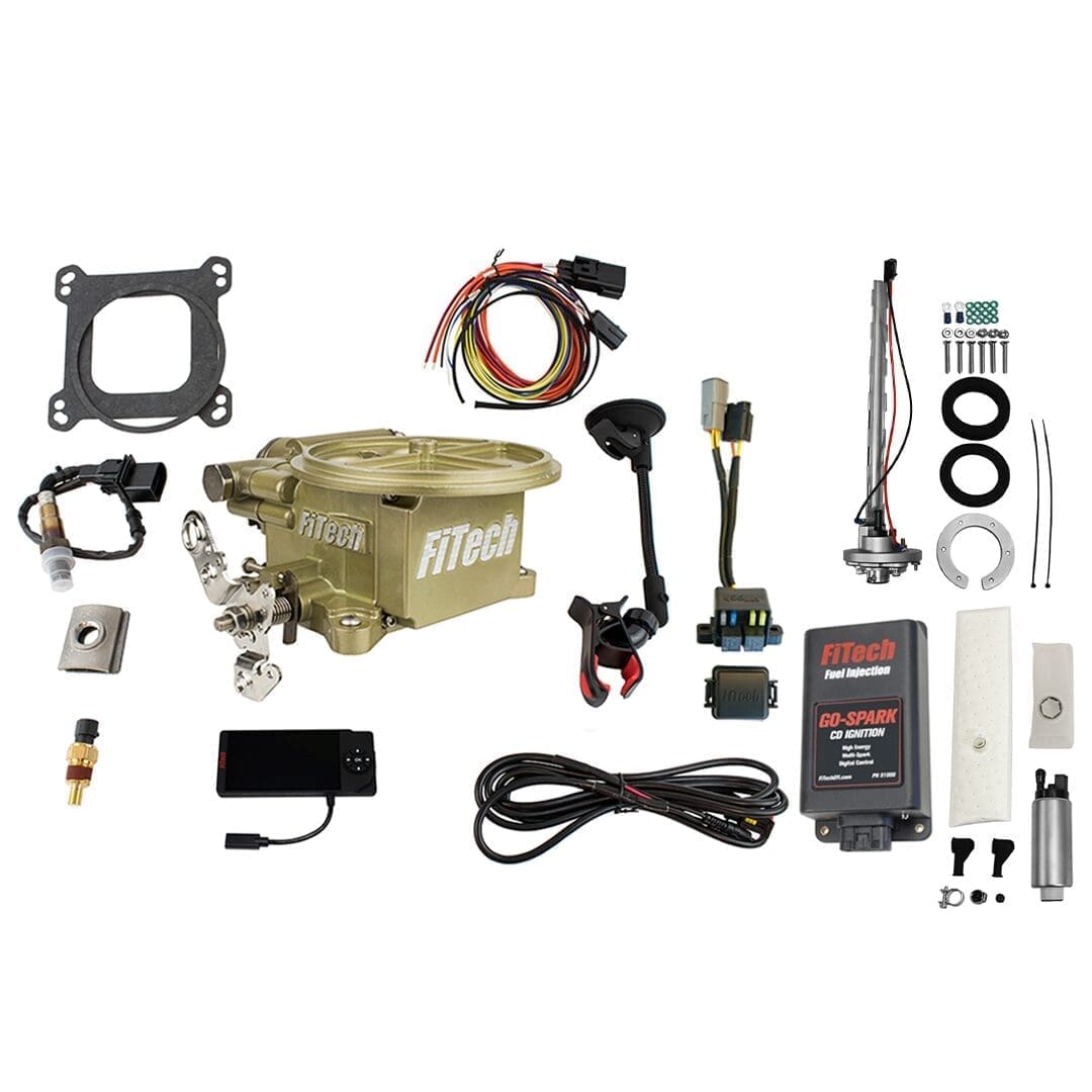 Car fuel injection system kit components displayed.