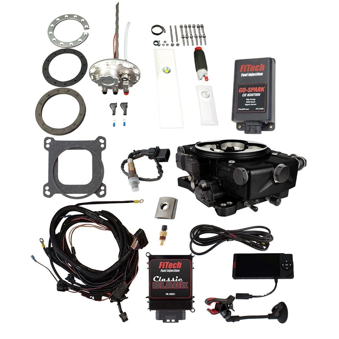 FiTech fuel injection system components and accessories.