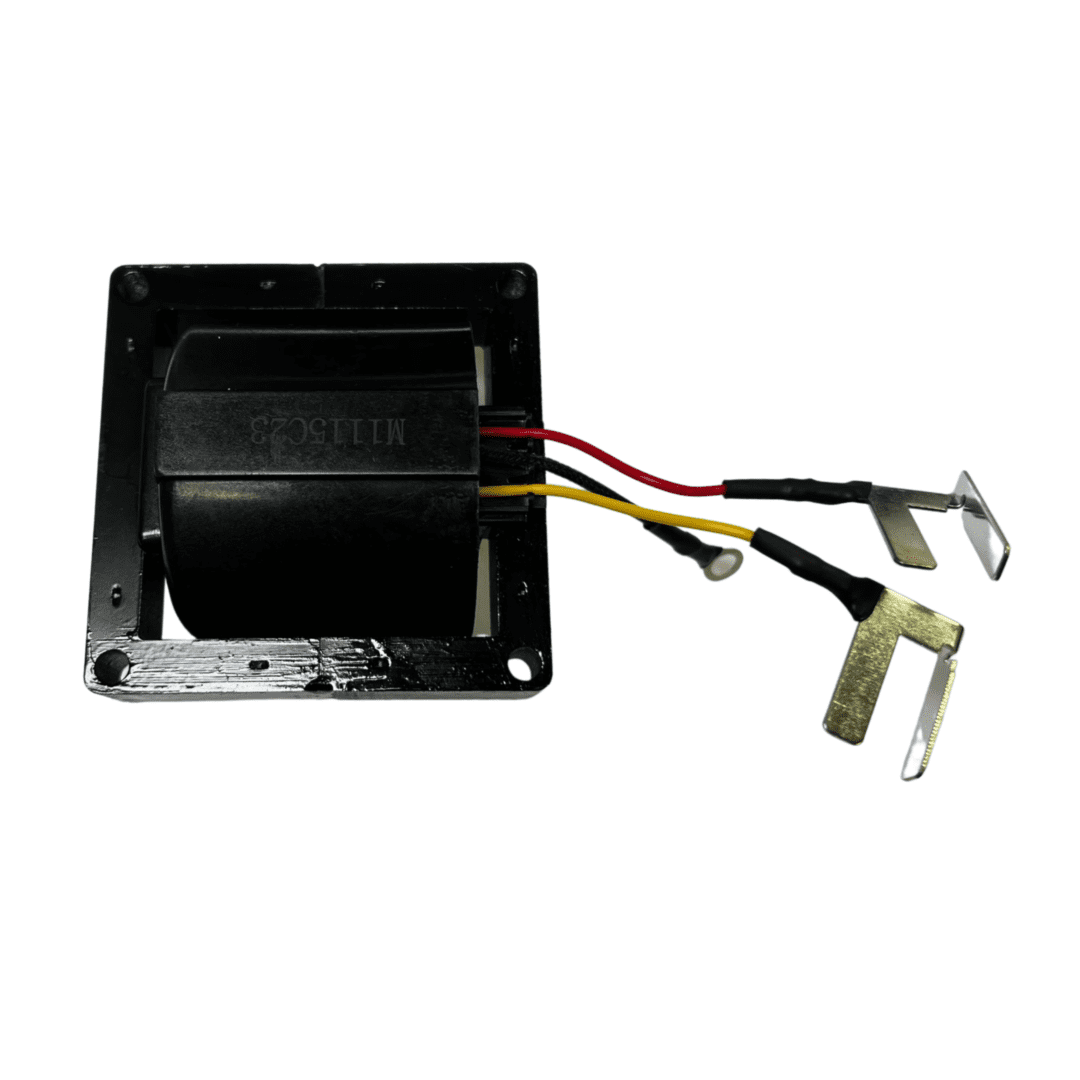 Electrical component with attached wires and connectors.