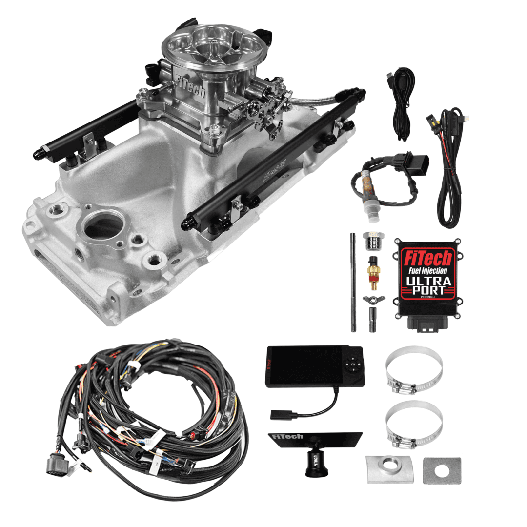 Car fuel injection system with wiring components.