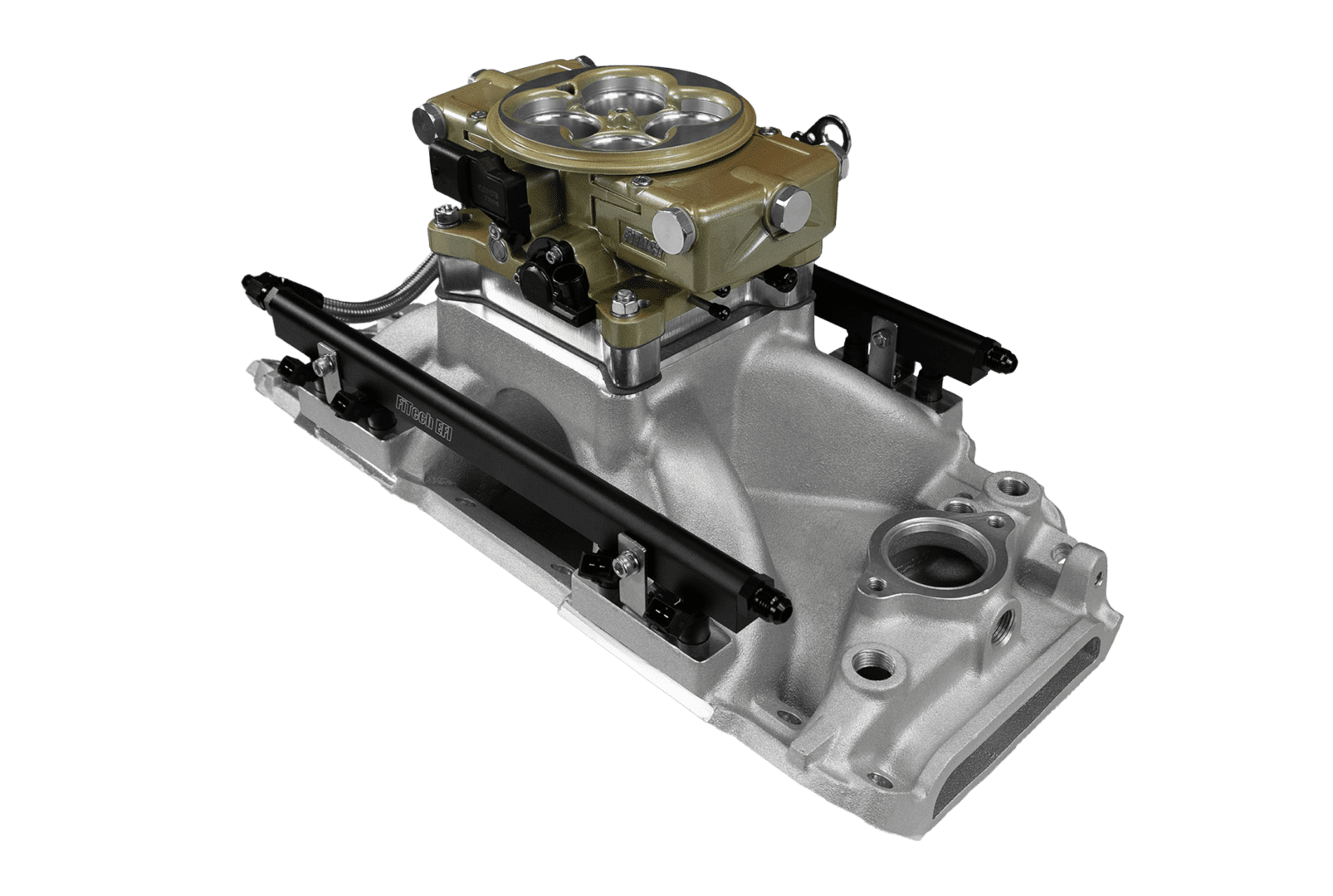 Car engine component on black background.