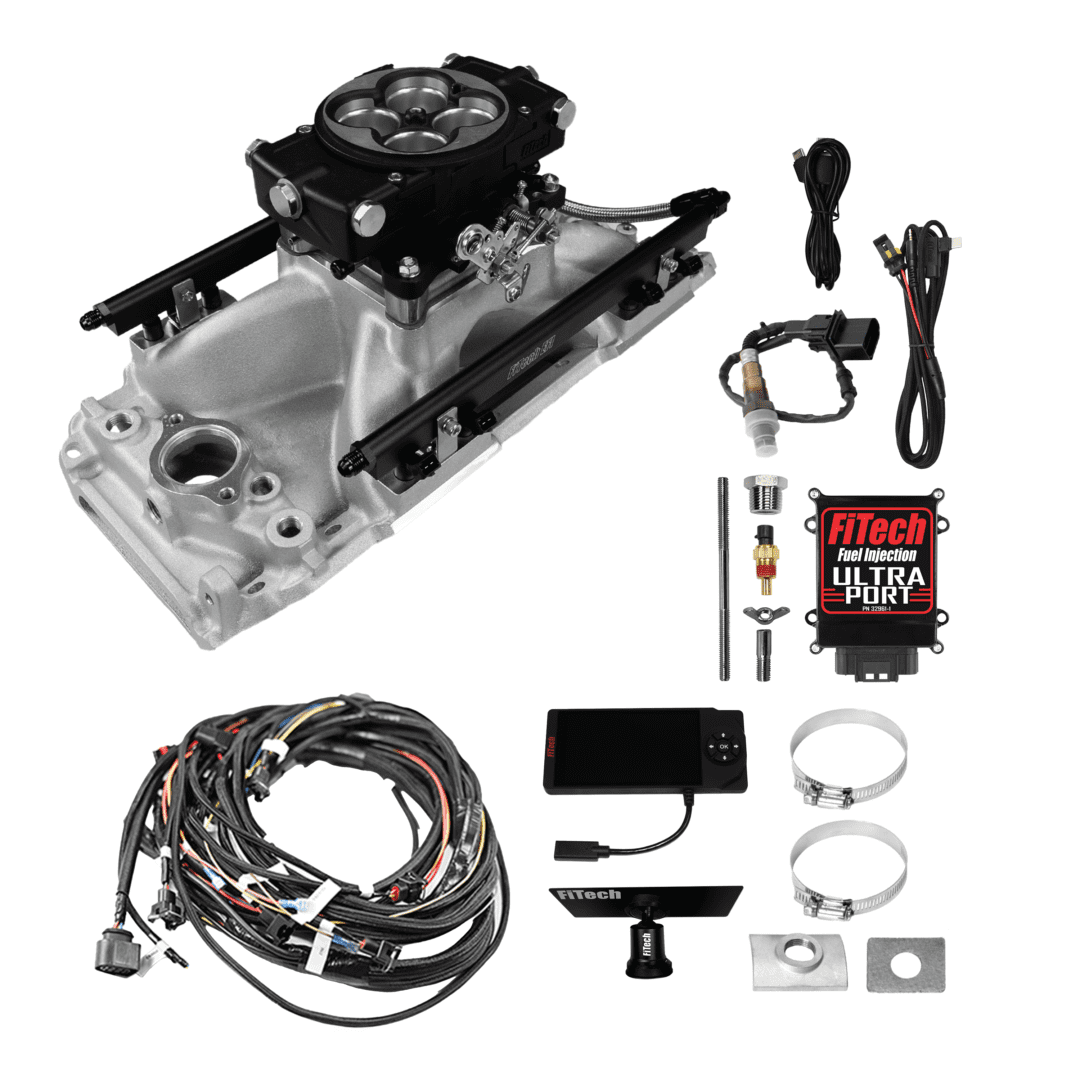 Fuel injection system with wiring and components.