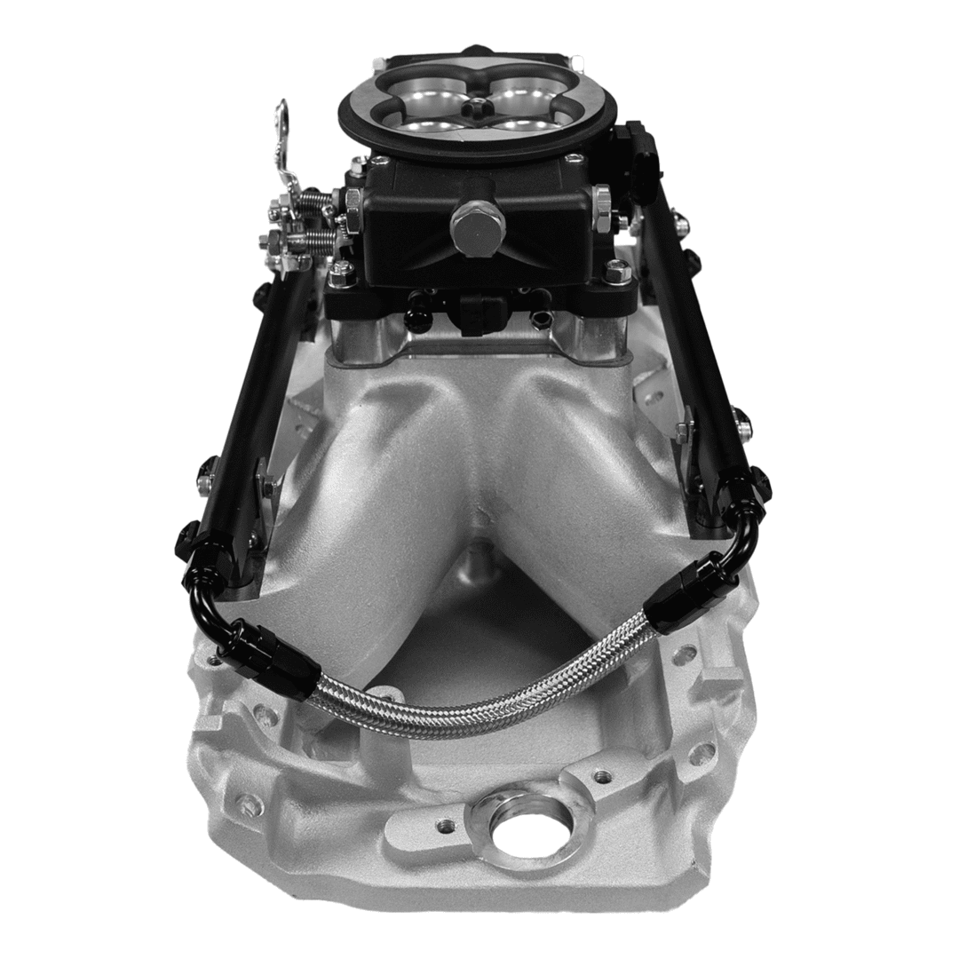 Car engine intake manifold, isolated view.