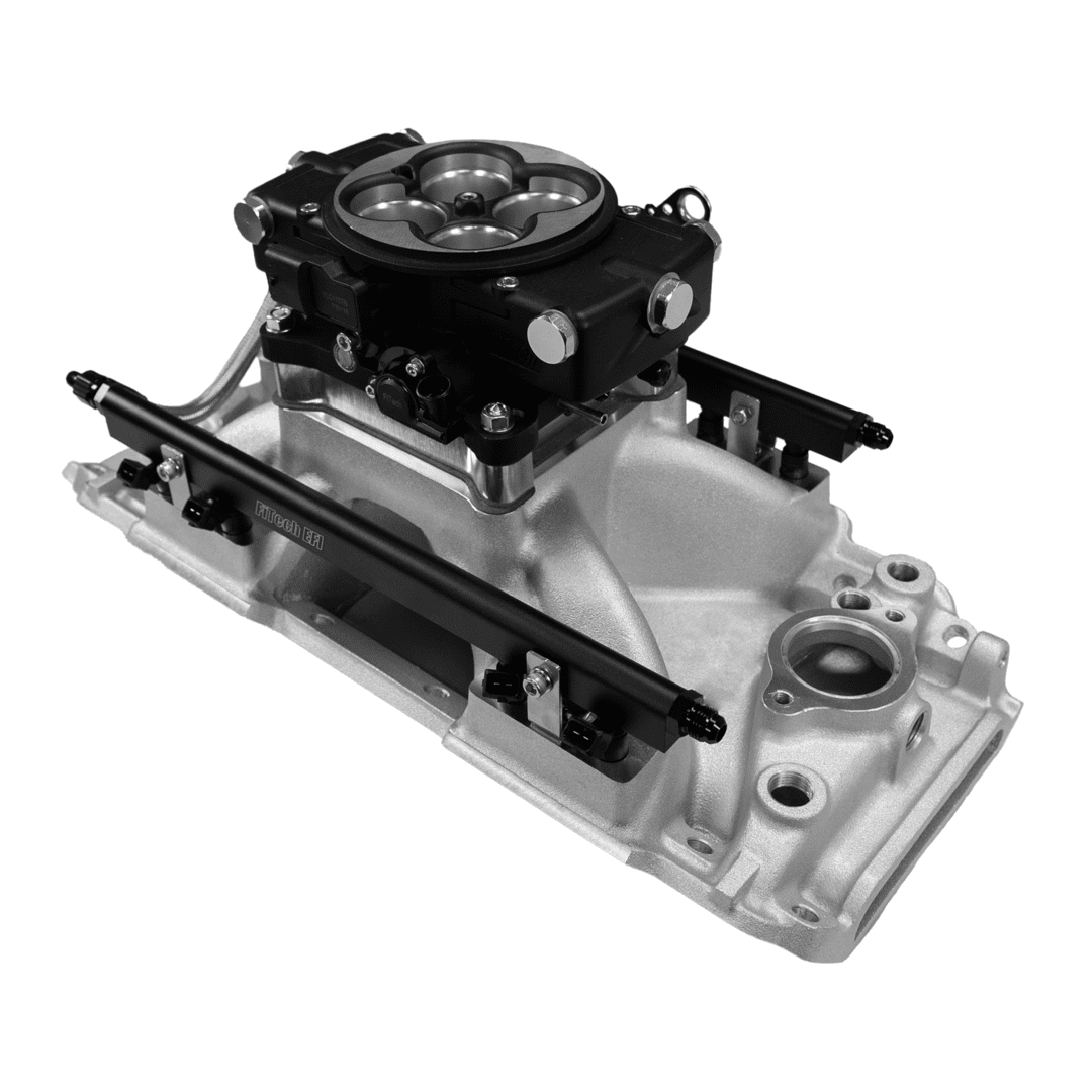 Engine intake manifold with throttle body.