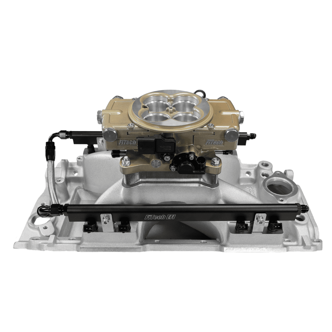 Car engine throttle body and manifold assembly.