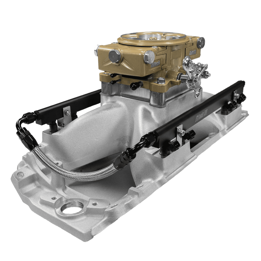 Engine intake manifold with fuel injection system.