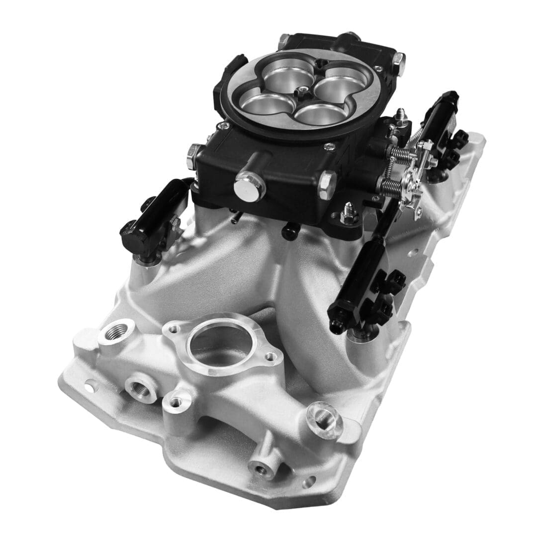Engine intake manifold with throttle body.