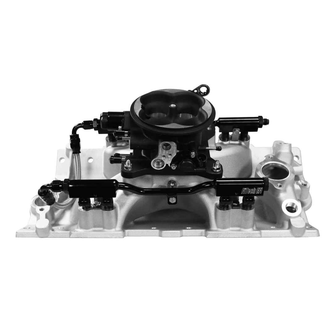 Car engine intake manifold in black.