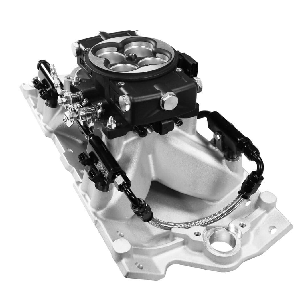 Fuel injection system on an engine manifold.