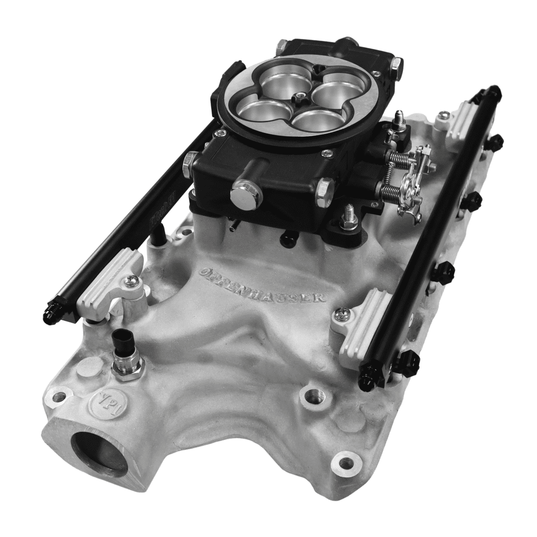 Car engine intake manifold and throttle body.
