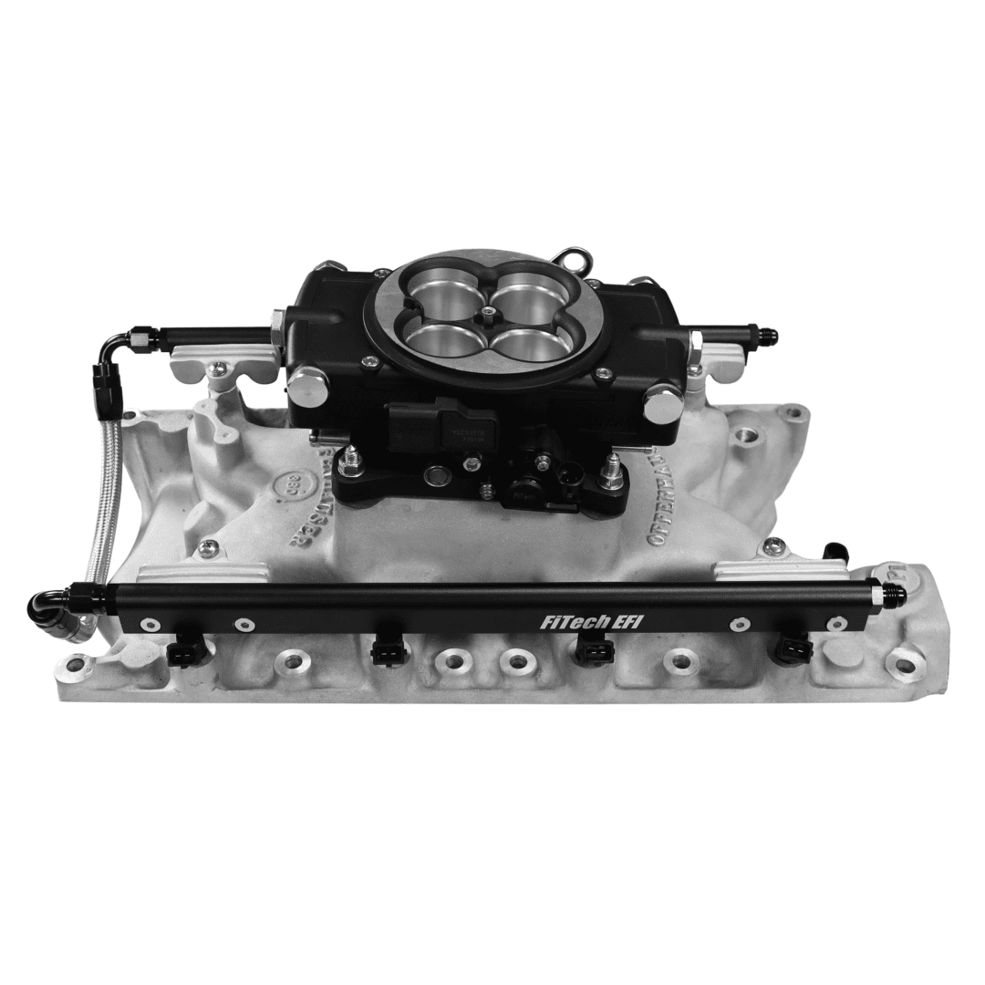 Car engine throttle body on intake manifold.