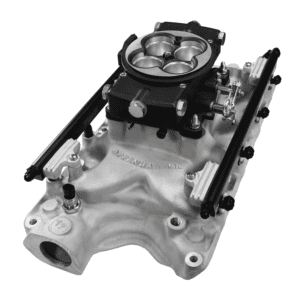 Car engine intake manifold with throttle body.