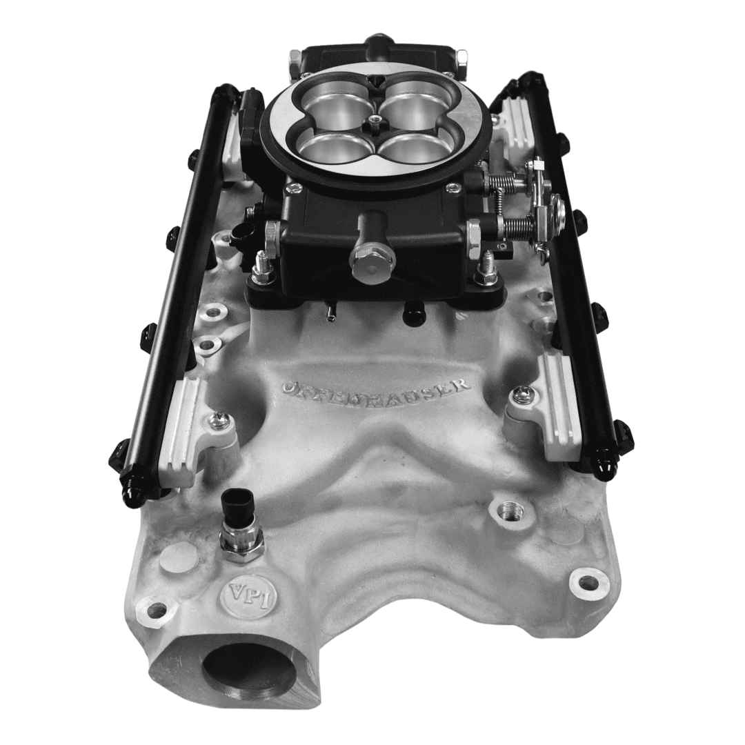 Car engine intake manifold, top view.