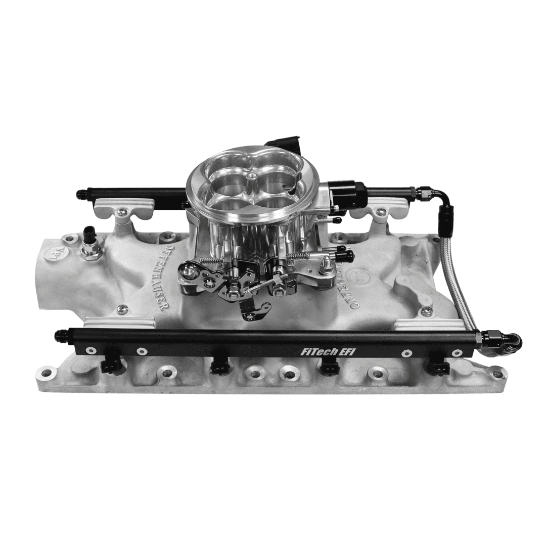 Car engine intake manifold with fuel rails.