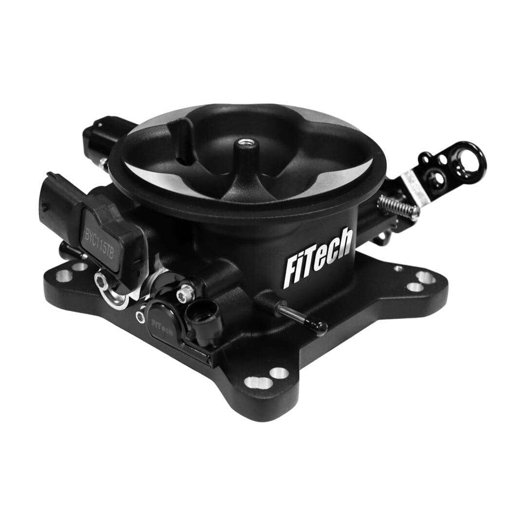 FiTech throttle body with black finish.