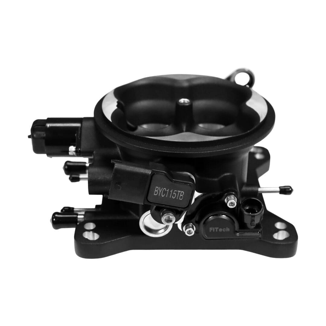 Throttle body assembly with multiple components.