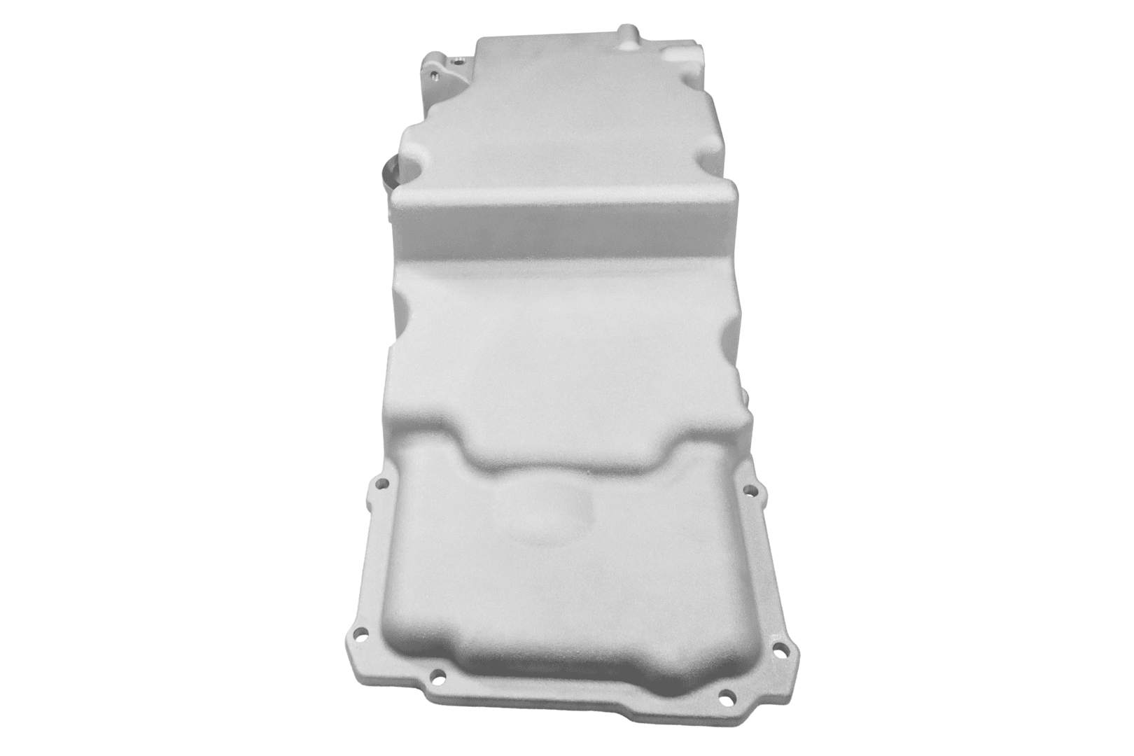 Engine oil pan in white background.