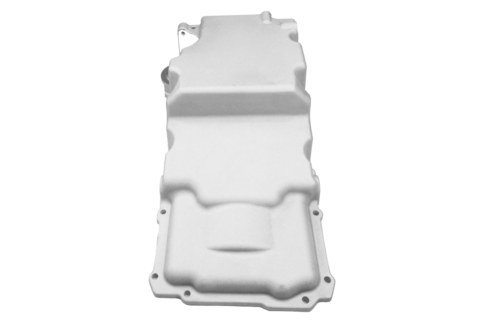 White engine oil pan, isolated on white.