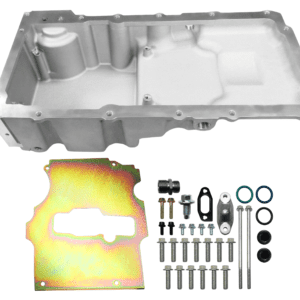 Car engine oil pan with installation kit.
