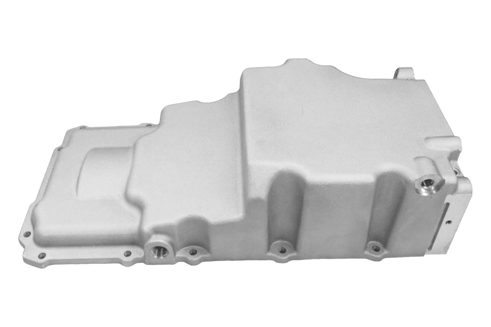 Engine oil pan on white background.