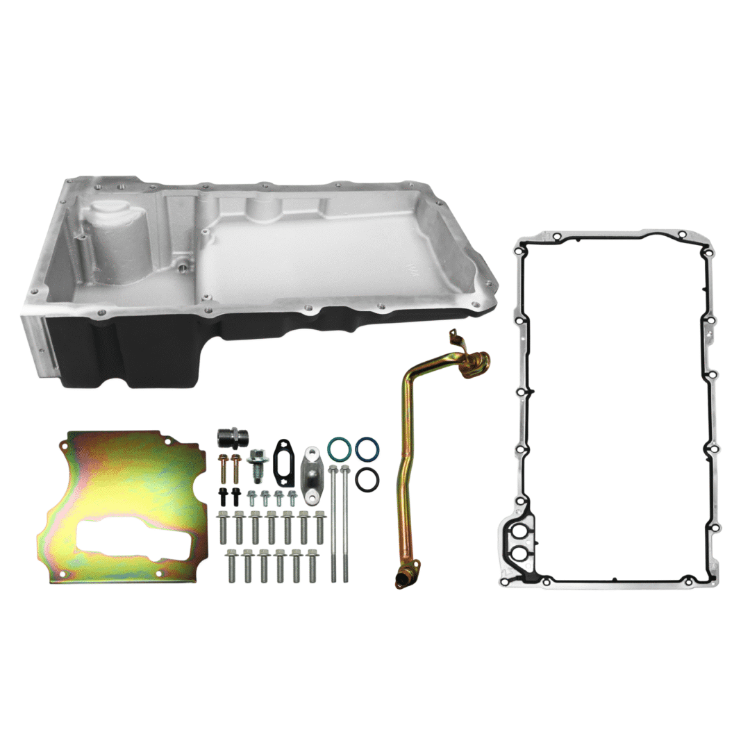 <span style="color:#ED3237;">130201</span><br>FiTech Plus, LS Swap Oil Pan, Standard Profile, Black, 6.00 Qts w/Filter Capacity