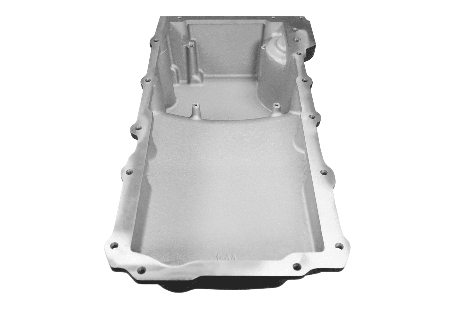 Engine oil pan on white background.