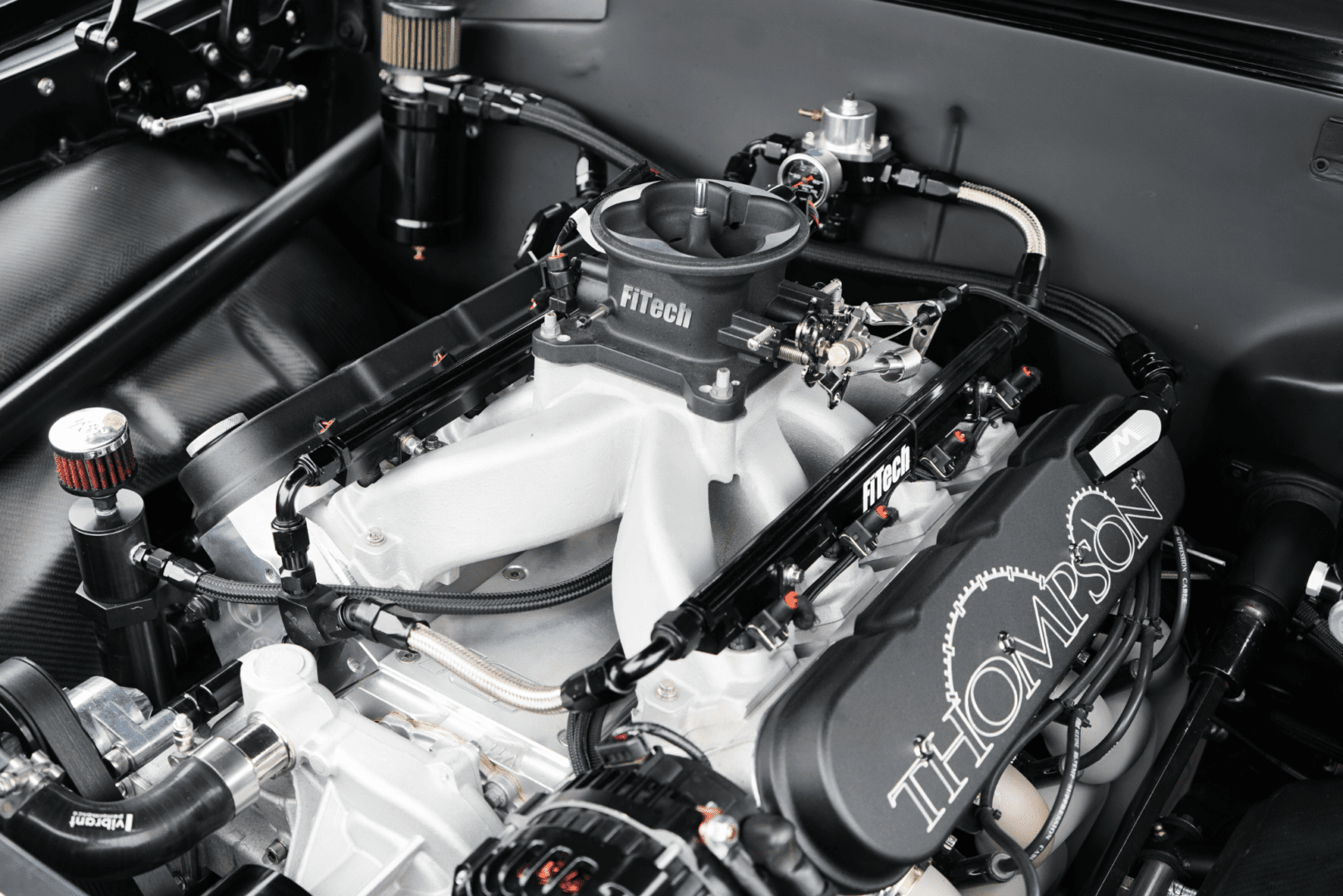 High-performance car engine with FiTech system.