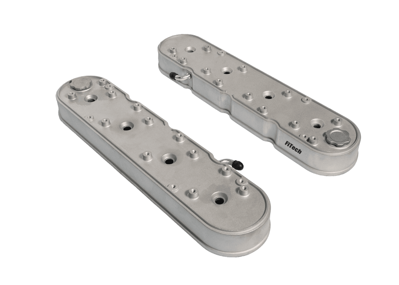 Metal automotive parts on black background.