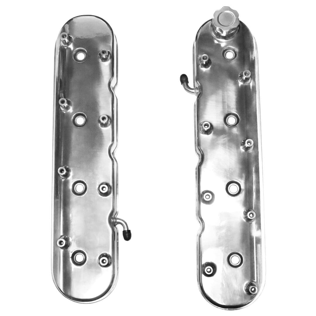 Chrome engine valve covers, isolated on white.