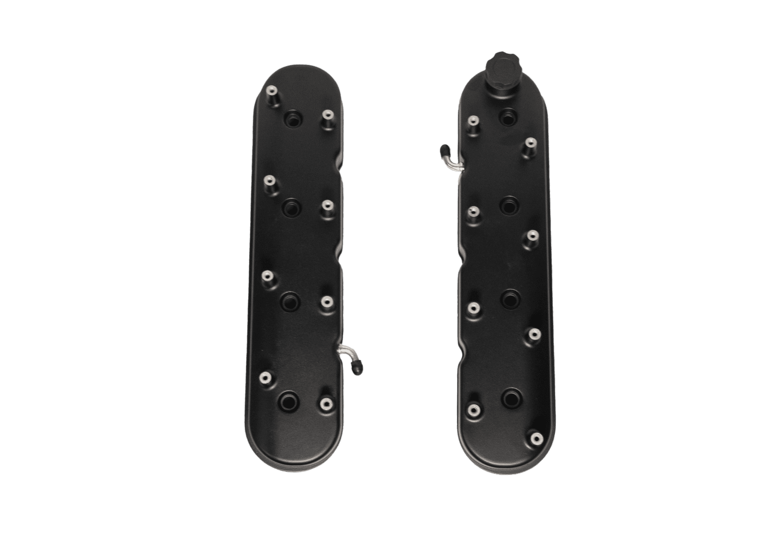 Two black metal brackets with screws.
