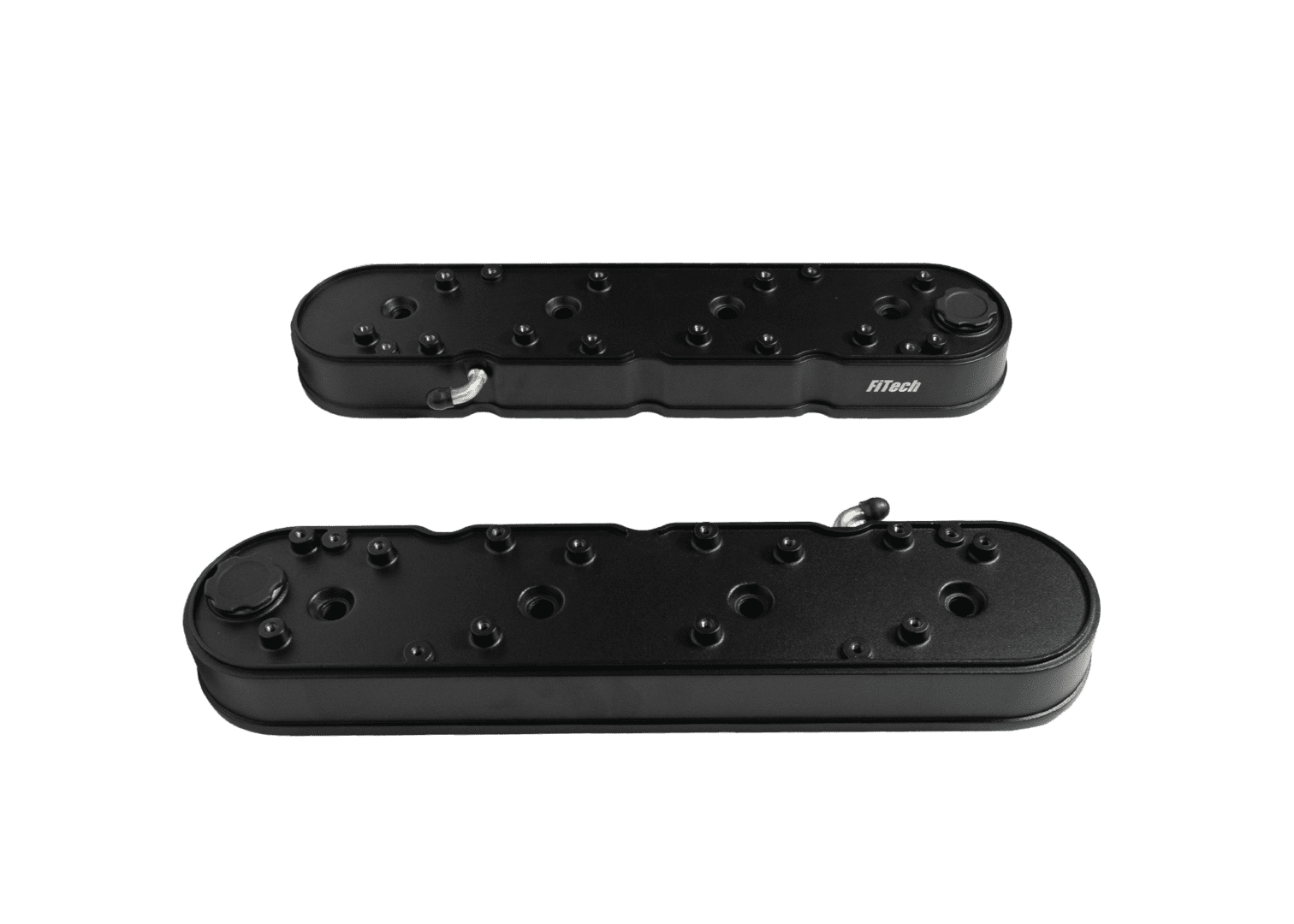 Black guitar pickups on black background.