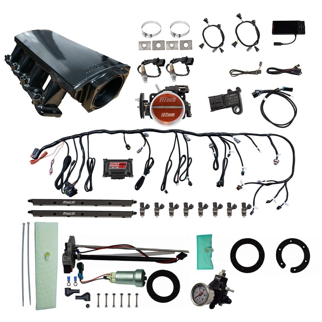 Automotive engine parts and wiring components.