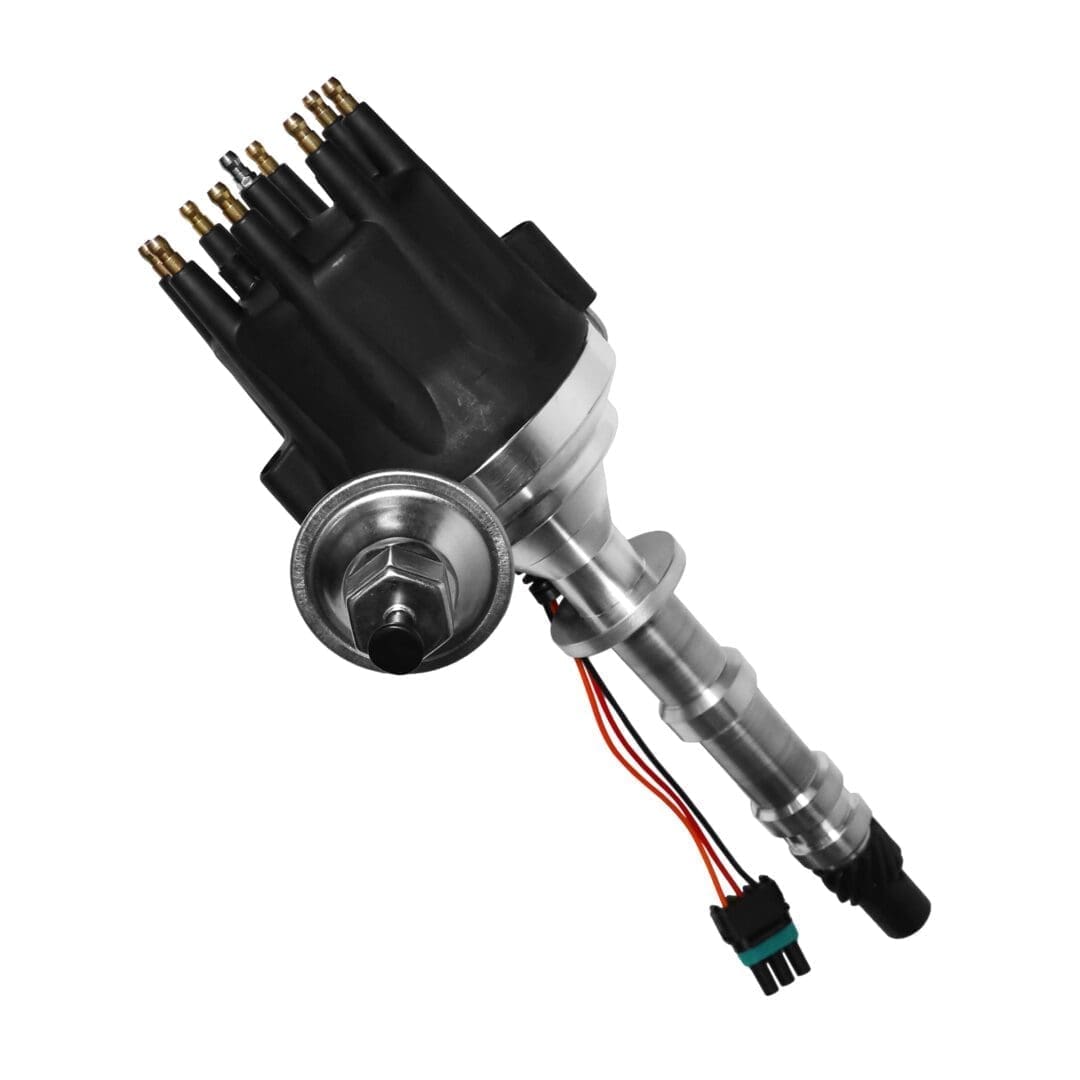 Car engine ignition distributor with wiring.
