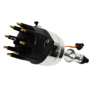 Ignition distributor on black background.