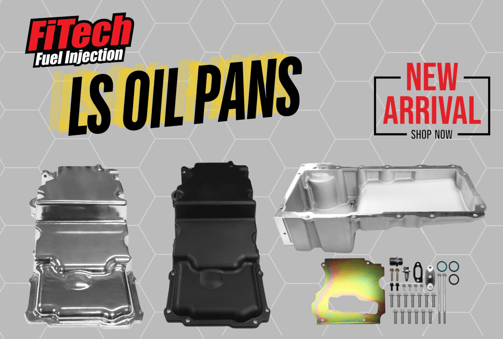 LS oil pans advertisement with accessories.